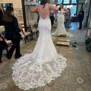 More pics coming - COUTURE New w tags fit flare mermaid wedding dress gown SZ 14